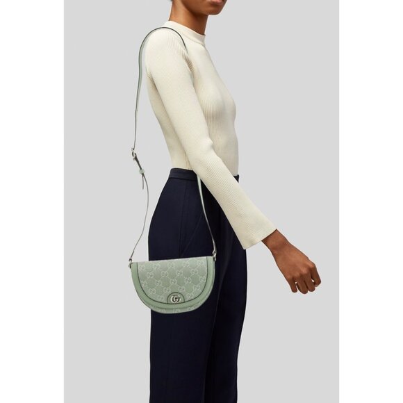 Gucci Ophidia GG Summer Denim Leather Mini Shoulder Bag Pale Green 757309 - Picture 12 of 12